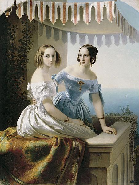 unknow artist Grand princesses Mariya Nikolayevna and Olga Nikolayevna oil painting image